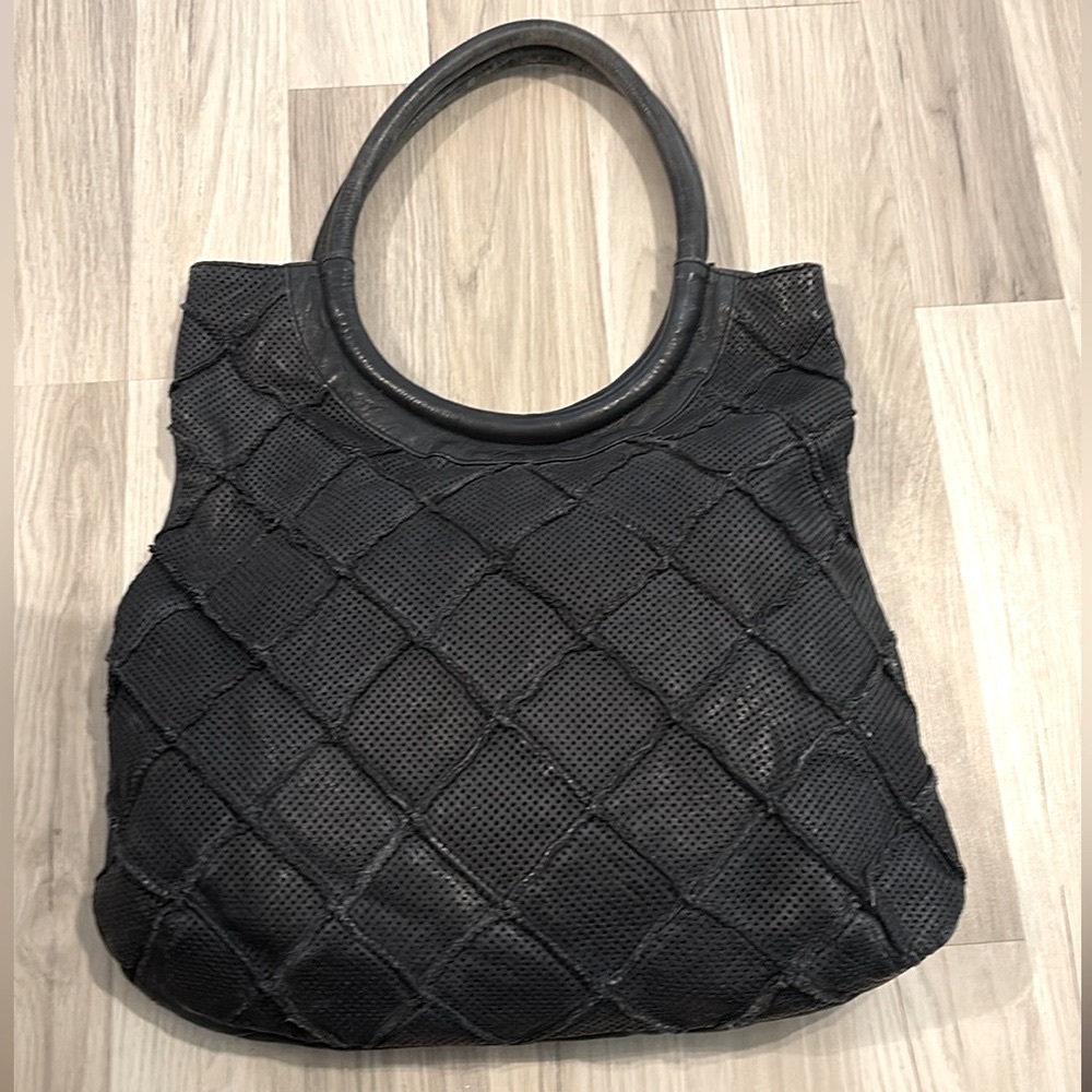 Anthropologie Illona Lattice‎ Black Leather Shoulder Bag - Picture 15 of 15